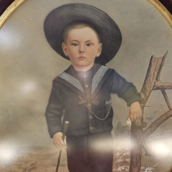 Antique Oval Frame Little Boy Picture - Picture 3 of 6